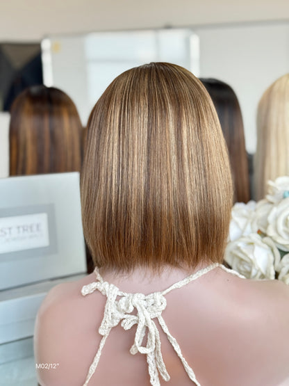 Soft Ash Brown Middle-Part Bob Human Hair Sheitel Wig, product view 8