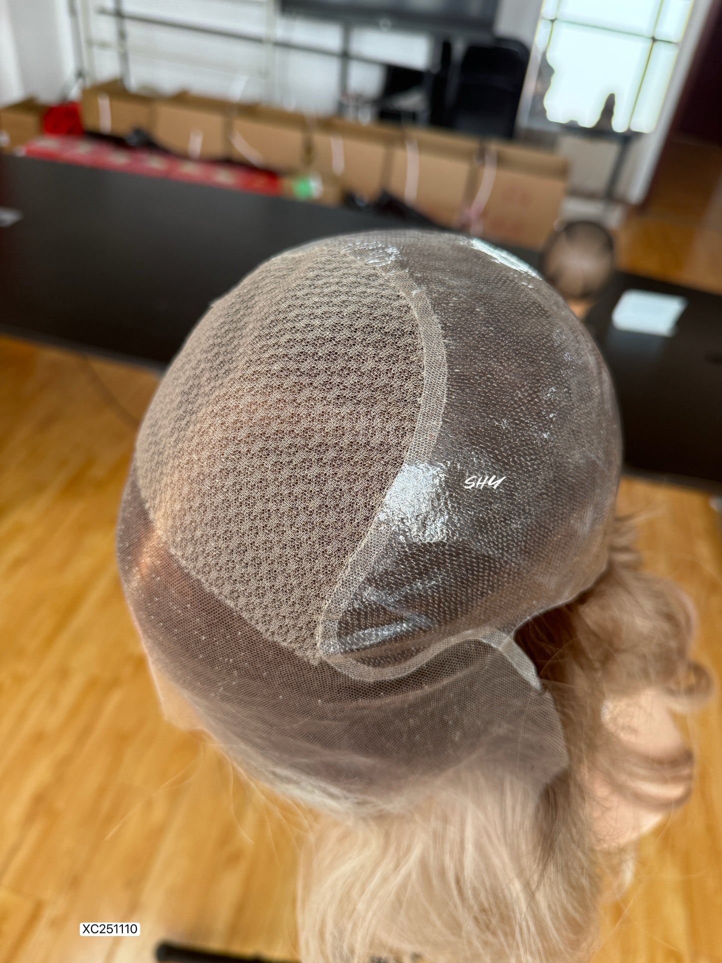 Ash Beige Blonde Middle-Part Long Wavy Human Hair Lace Front Glueless Medical Wig, product view 8