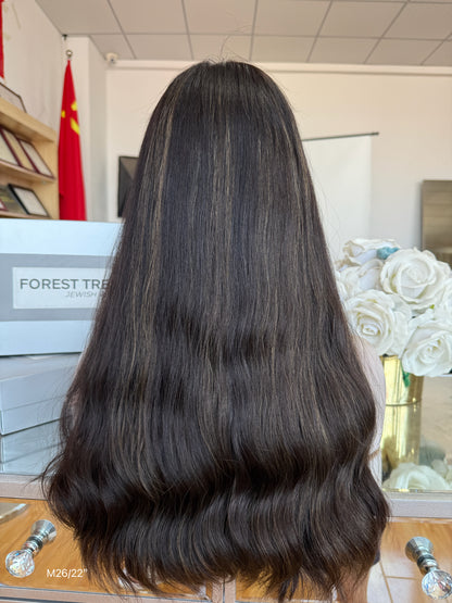 Rich Black Middle-Part Long Wavy Human Hair Sheitel Wig, product view 8