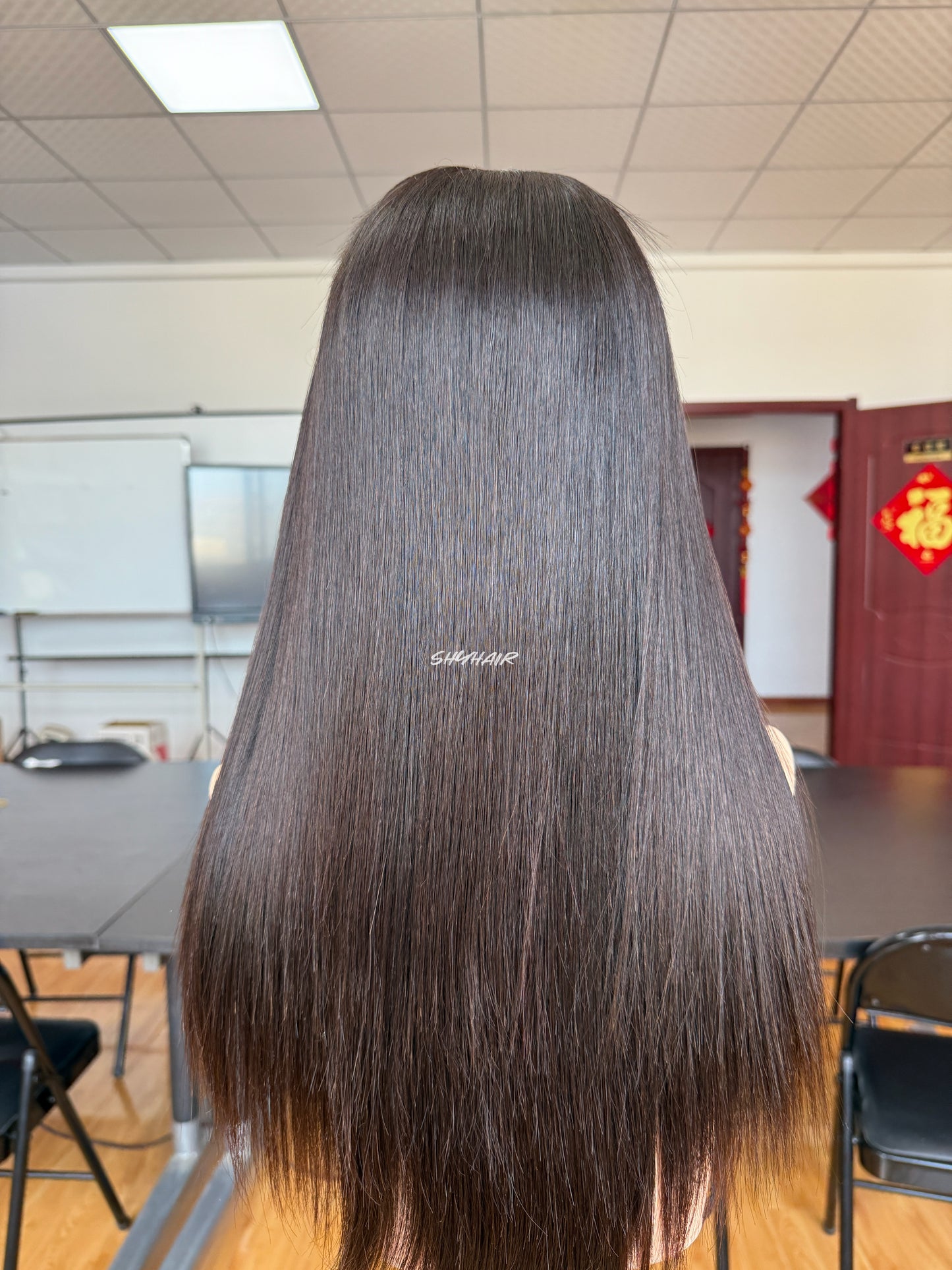 Natural Black Middle-Part Straight Human Hair Topper Mini Wig, product view 9