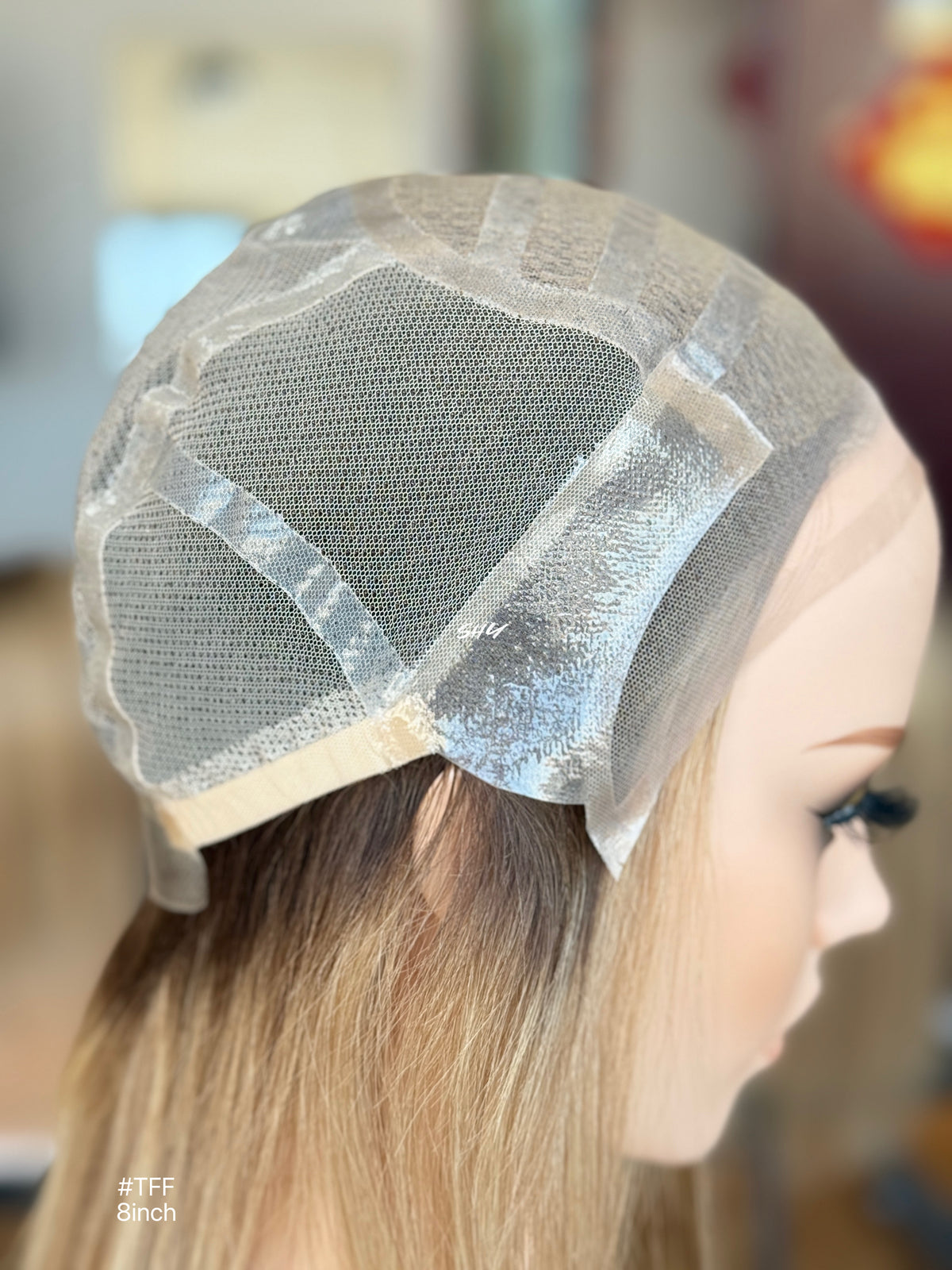 Dark Root Ash Blonde Highlighted Side-Part Straight Bob Human Hair Lace Front Glueless Medical Wig, product view 9