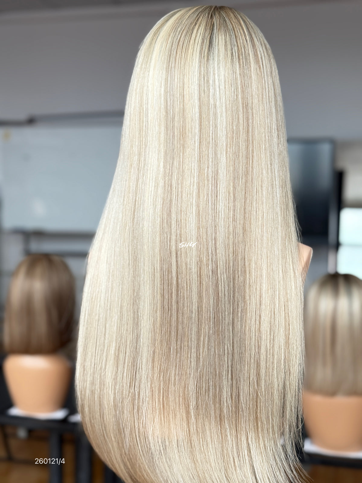 Soft Light Blonde Middle-Part Long Straight Human Hair Lace Front Glueless Medical Wig, product view 9