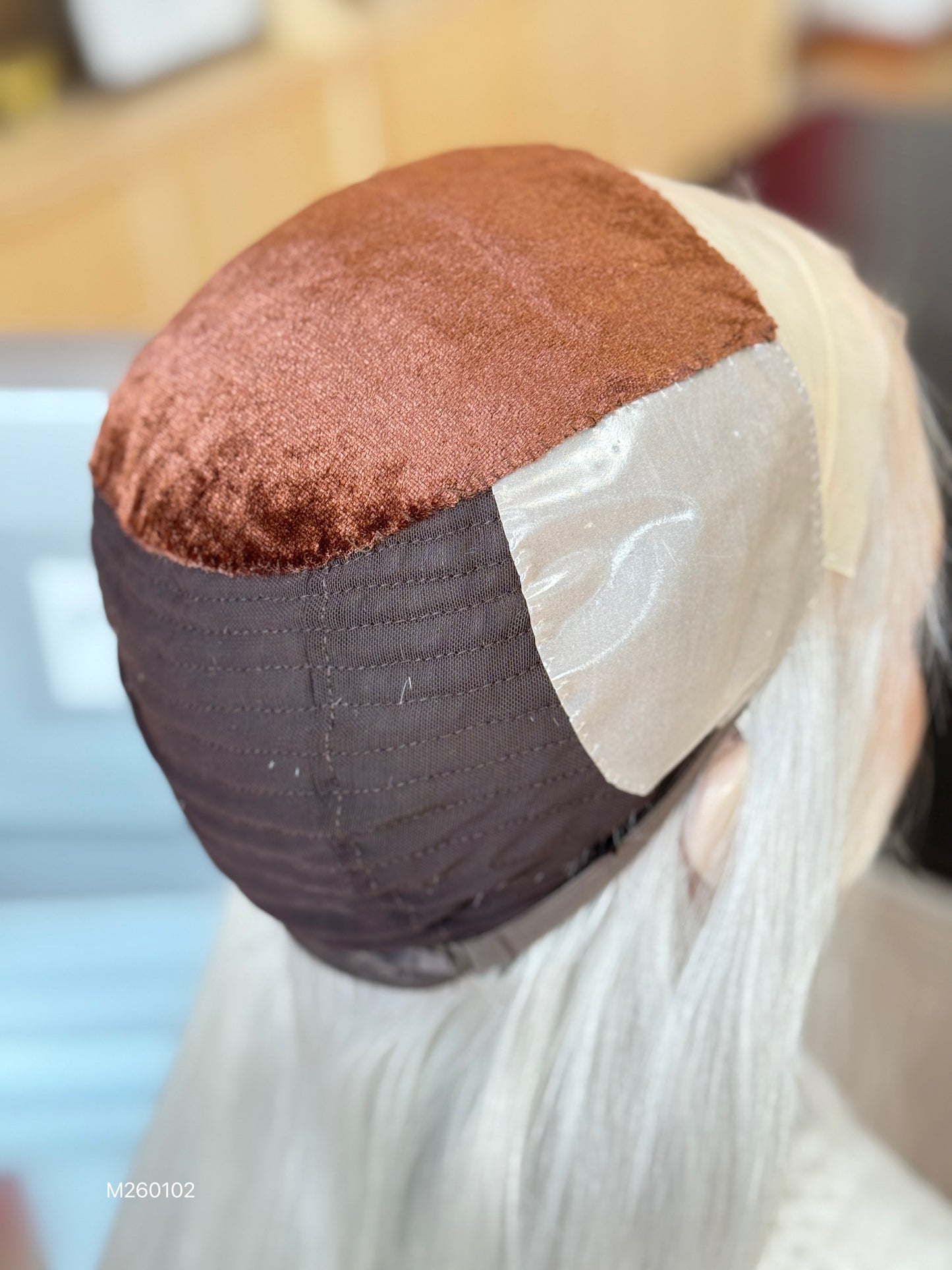 Platinum Blonde Middle-Part Long Straight Human Hair Sheitel Wig, product view 9