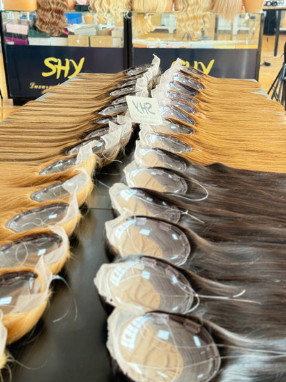 Copper Brown Long Straight Human Hair Topper Mini Wig, product view 10