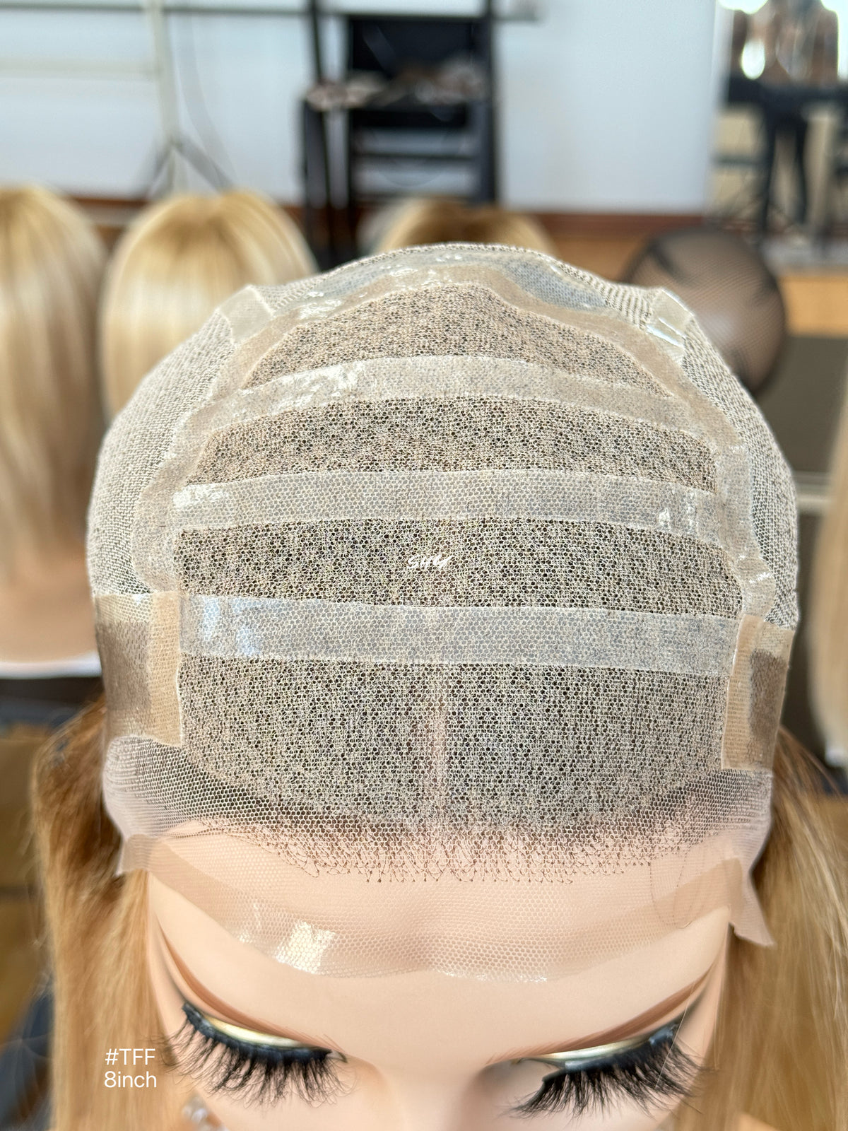 Dark Root Ash Blonde Highlighted Side-Part Straight Bob Human Hair Lace Front Glueless Medical Wig, product view 10