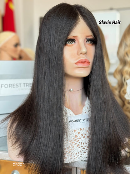 Soft Black Middle-Part Long Straight Human Hair Sheitel Wig, product view 10