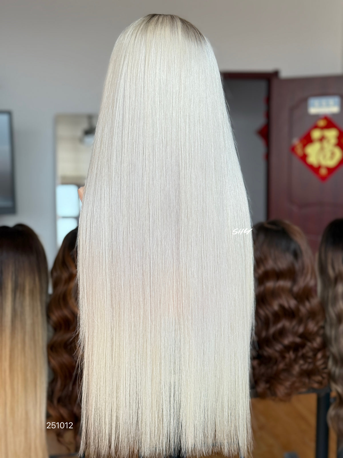 Platinum Blonde Middle-Part Long Straight Human Hair Lace Front Glueless Medical Wig, product view 11