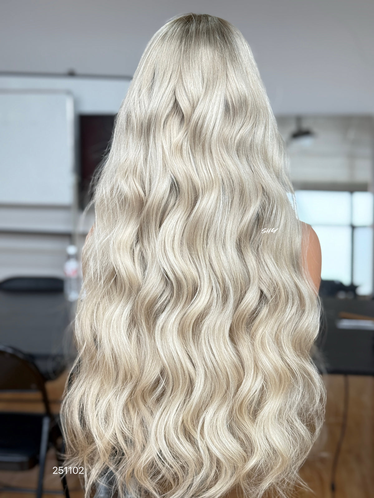 Cool Ash Blonde Middle-Part Body Wave Human Hair Lace Front Glueless Medical Wig, product view 11