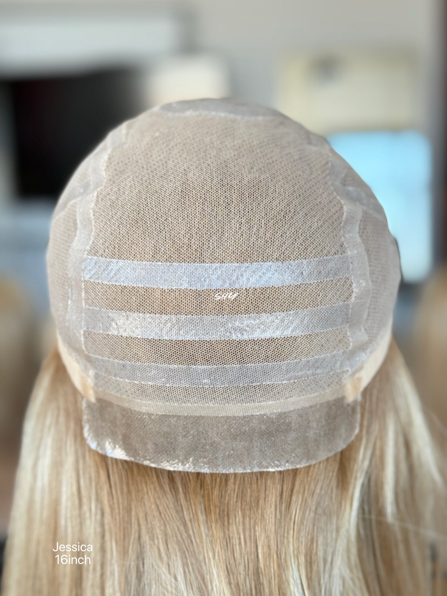 Ash Blonde Balayage Middle-Part Straight Human Hair Lace Front Glueless Medical Wig, product view 12
