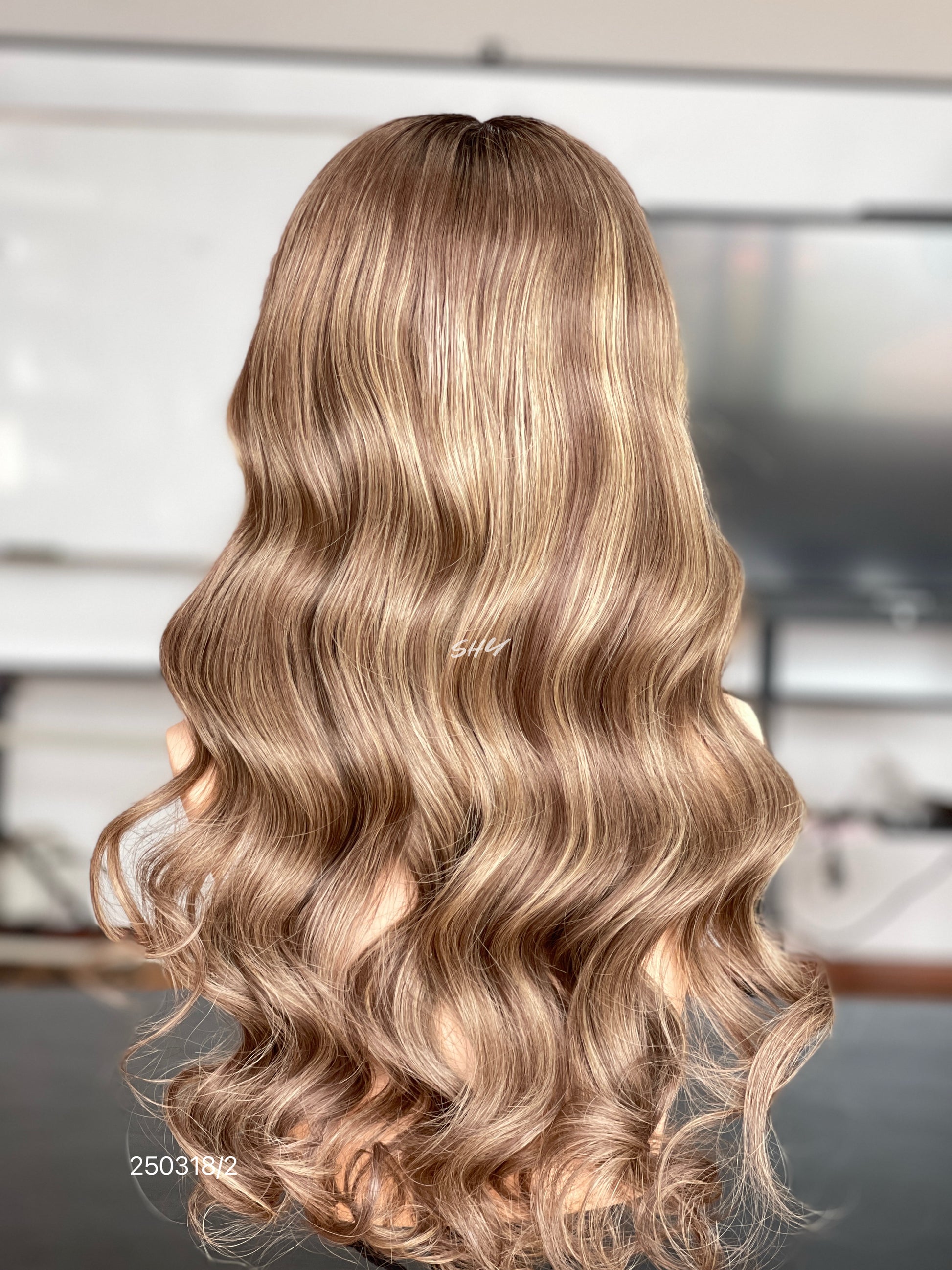 Chocolate Brown Balayage Middle-Part Body Wave Human Hair Lace Front Glueless Medical Wig, product view 12