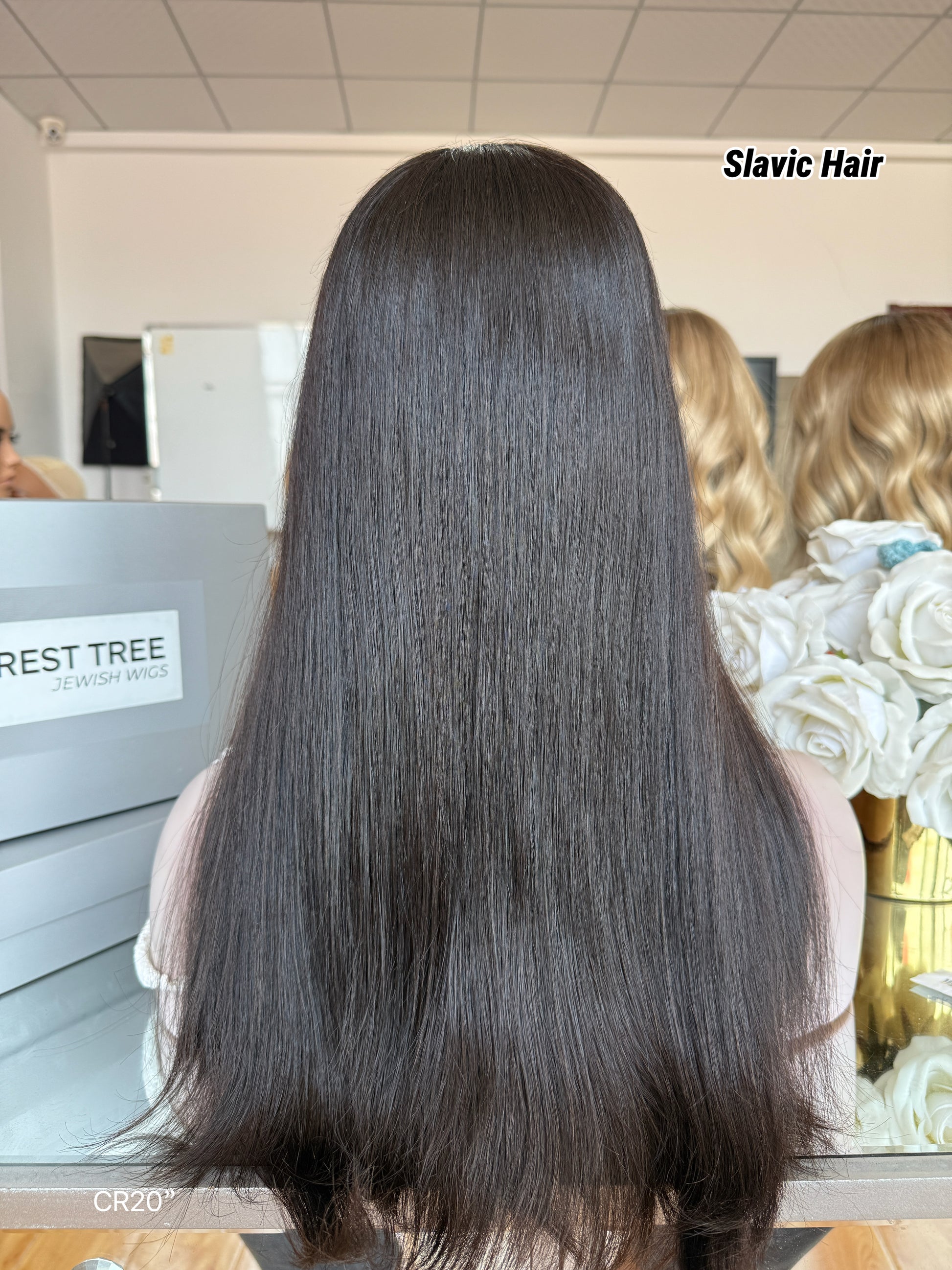 Soft Black Middle-Part Long Straight Human Hair Sheitel Wig, product view 12