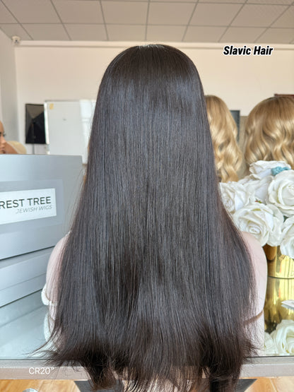 Soft Black Middle-Part Long Straight Human Hair Sheitel Wig, product view 12