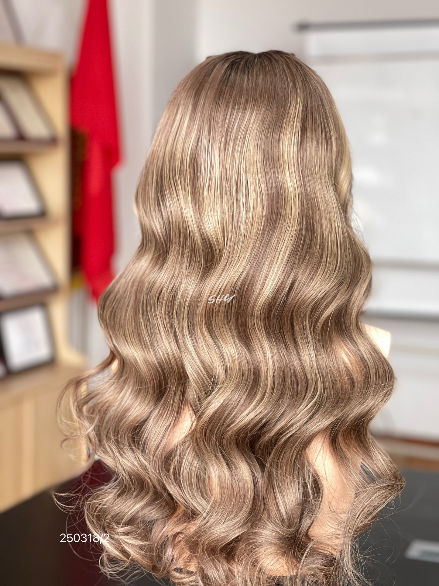 Chocolate Brown Balayage Middle-Part Body Wave Human Hair Lace Front Glueless Medical Wig, product view 13