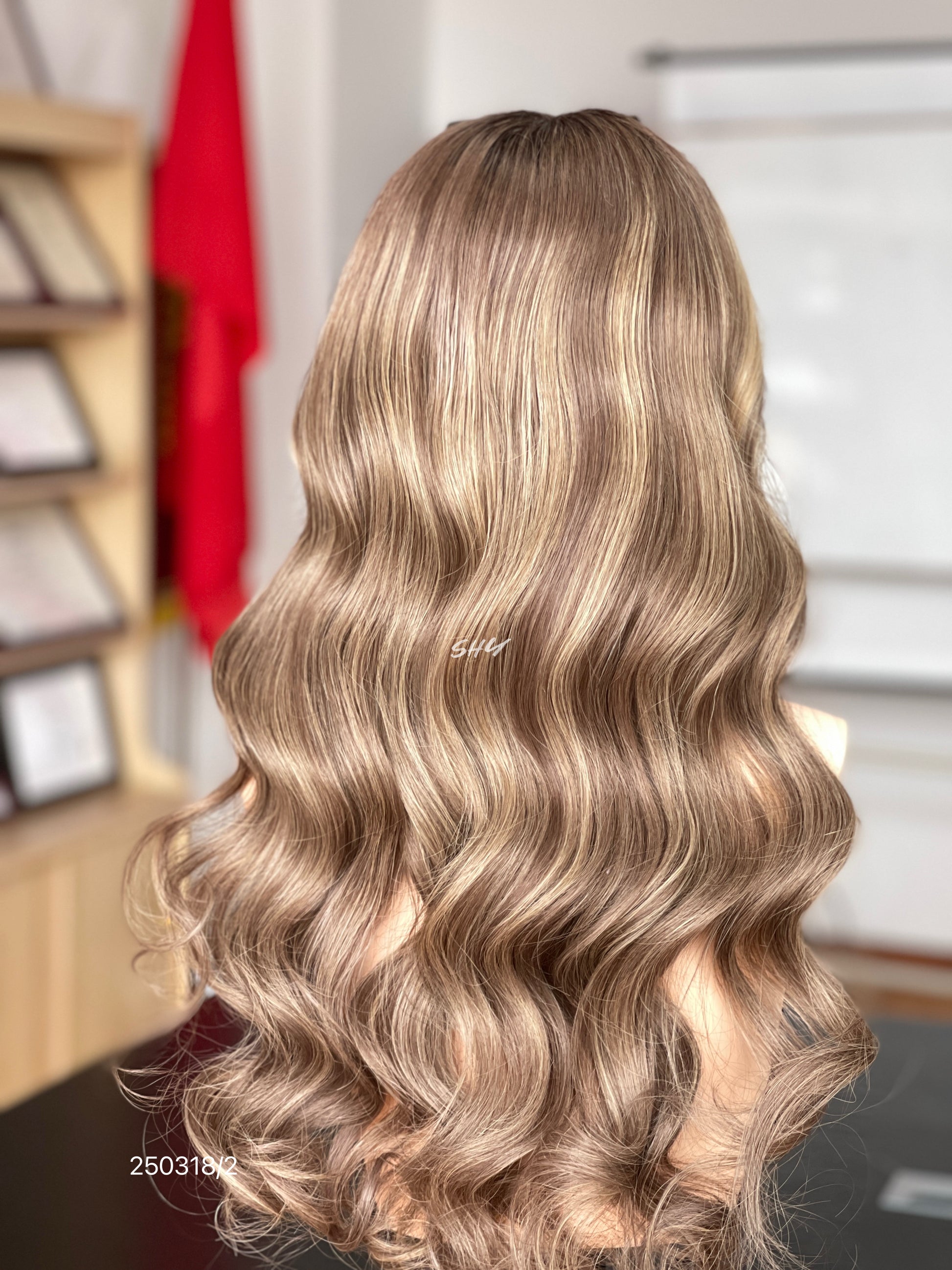 Chocolate Brown Balayage Middle-Part Body Wave Human Hair Lace Front Glueless Medical Wig, product view 13