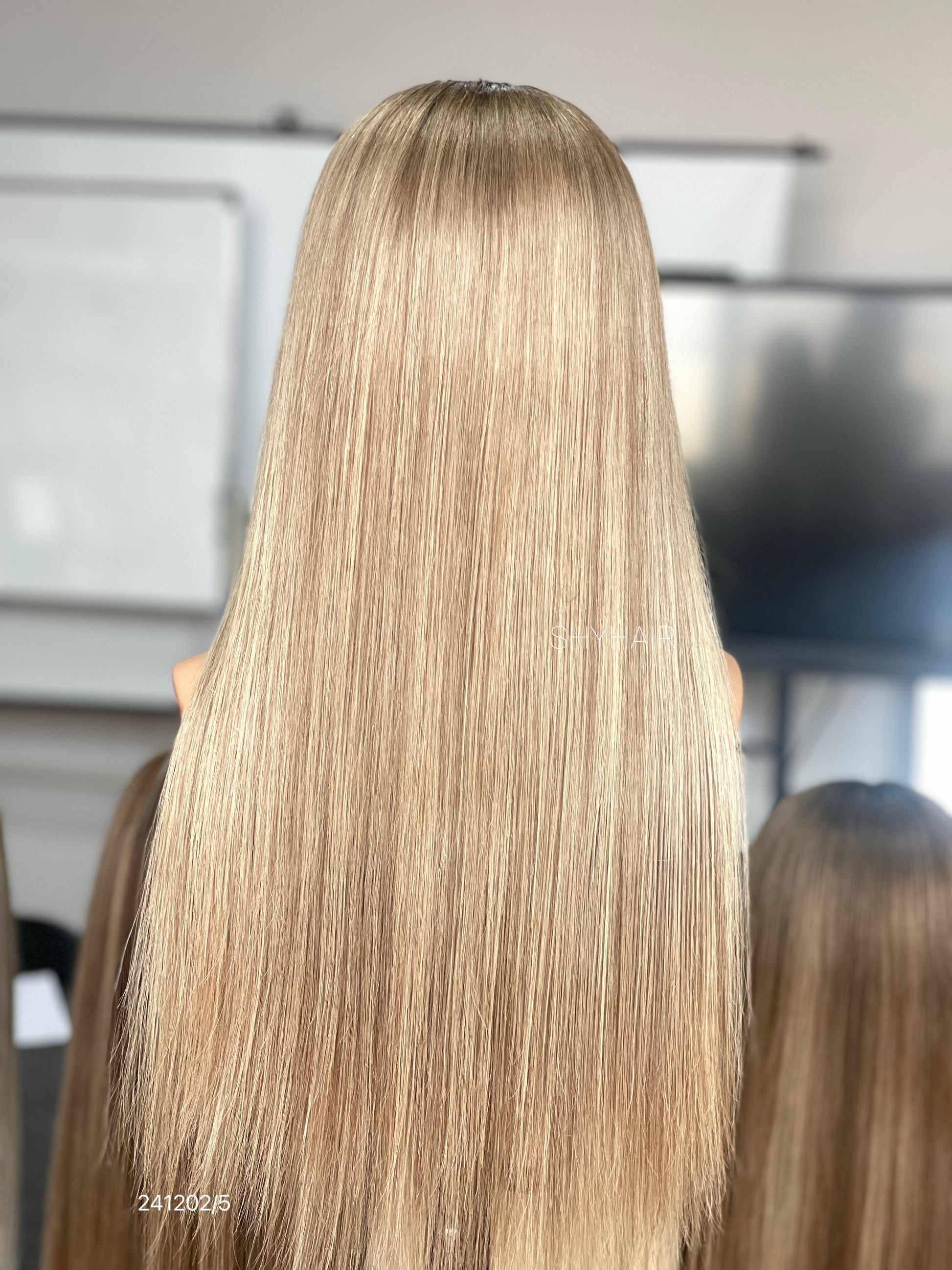 Warm Blonde Highlighted Middle-Part Straight Human Hair Lace Front Glueless Medical Wig, product view 13