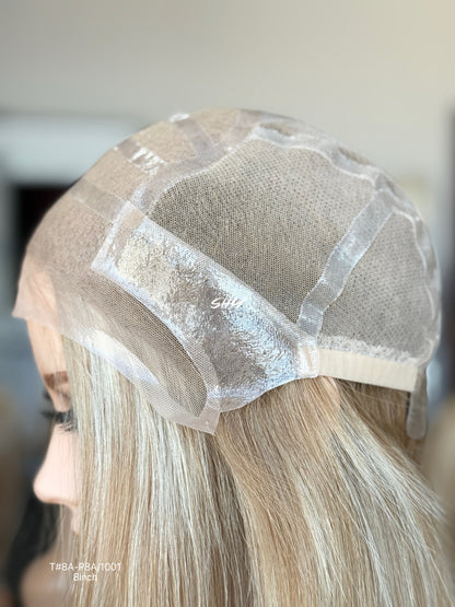 Natural Brown Root Blonde Highlighted Side-Part Straight Bob Human Hair Lace Front Glueless Medical Wig, product view 14