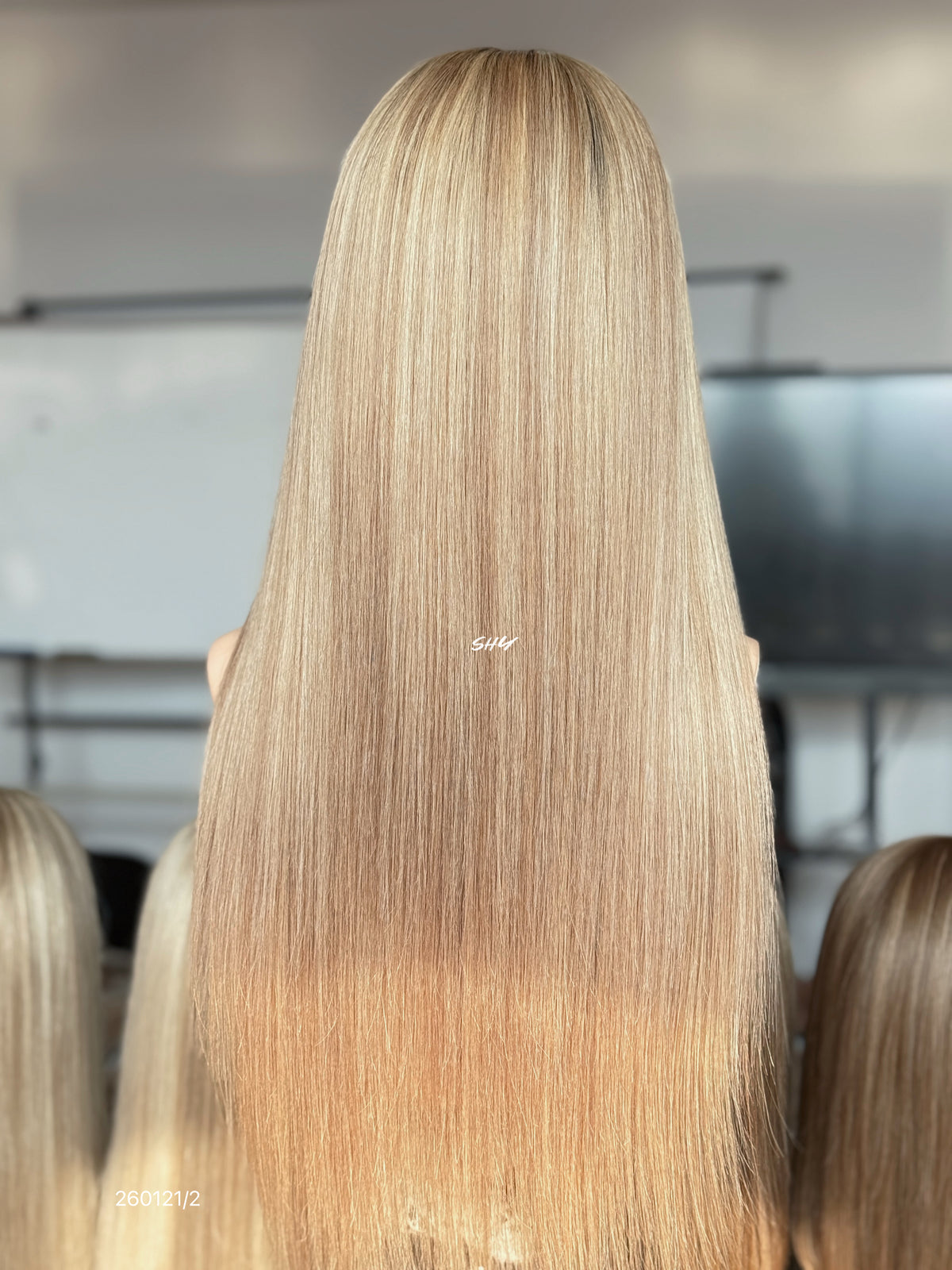 Brown Blonde Highlighted Middle-Part Long Straight Human Hair Lace Front Glueless Medical Wig, product view 14