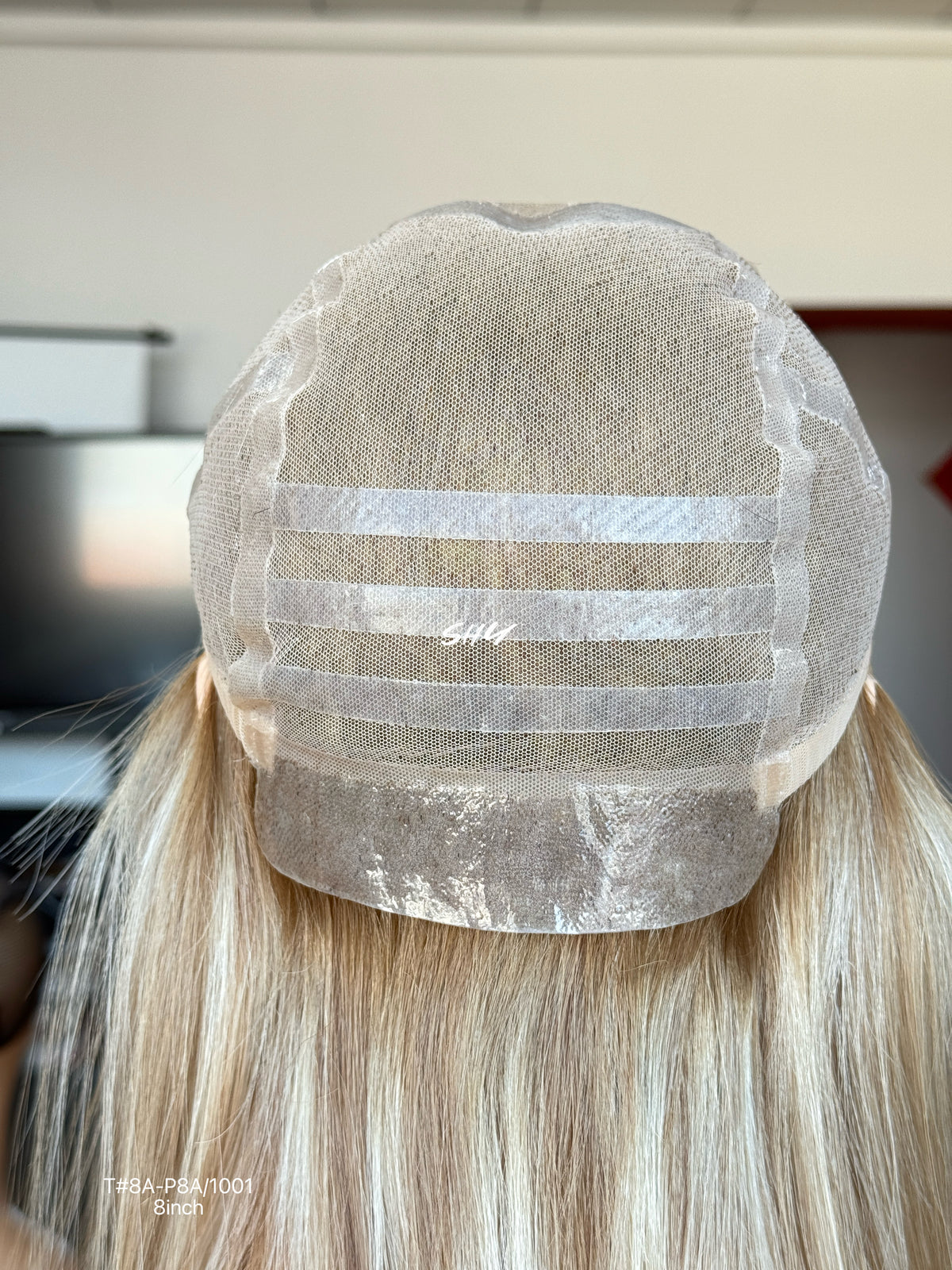 Natural Brown Root Blonde Highlighted Side-Part Straight Bob Human Hair Lace Front Glueless Medical Wig, product view 15