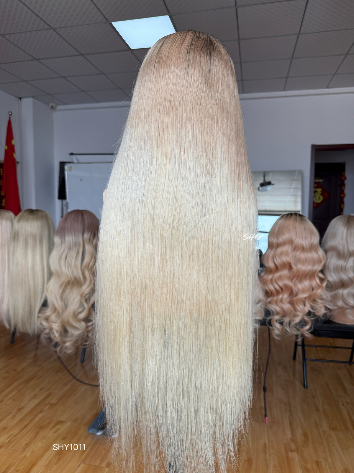 Ash Blonde Middle-Part Long Straight Human Hair Lace Front Glueless Medical Wig, product view 17