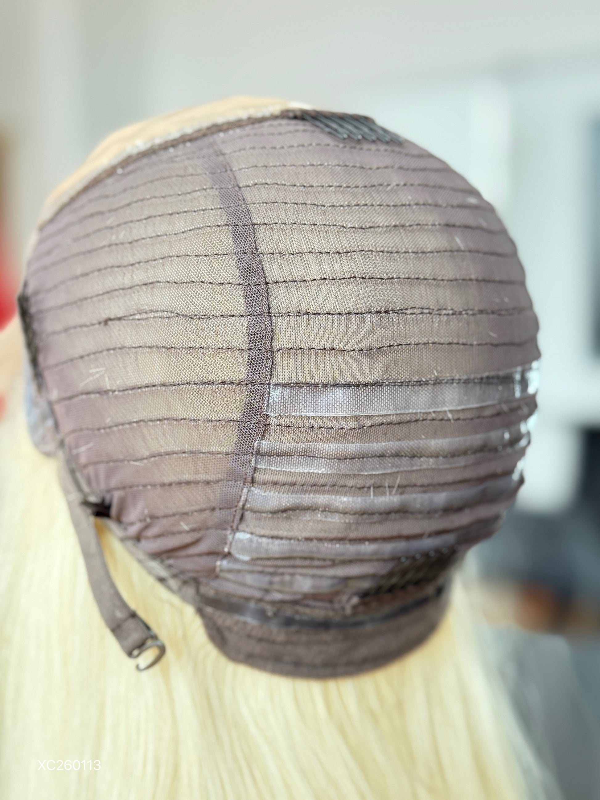 Light Blonde Middle-Part Long Straight Human Hair Sheitel Wig, product view 17
