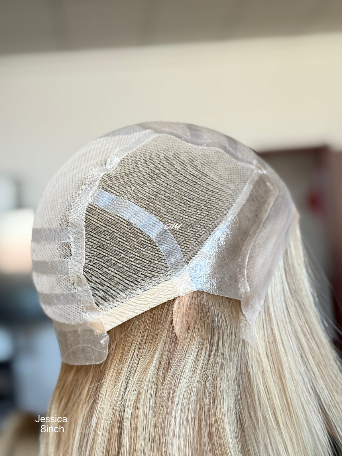 Natural Brown Root Blonde Highlighted Side-Part Straight Bob Human Hair Lace Front Glueless Medical Wig, product view 19