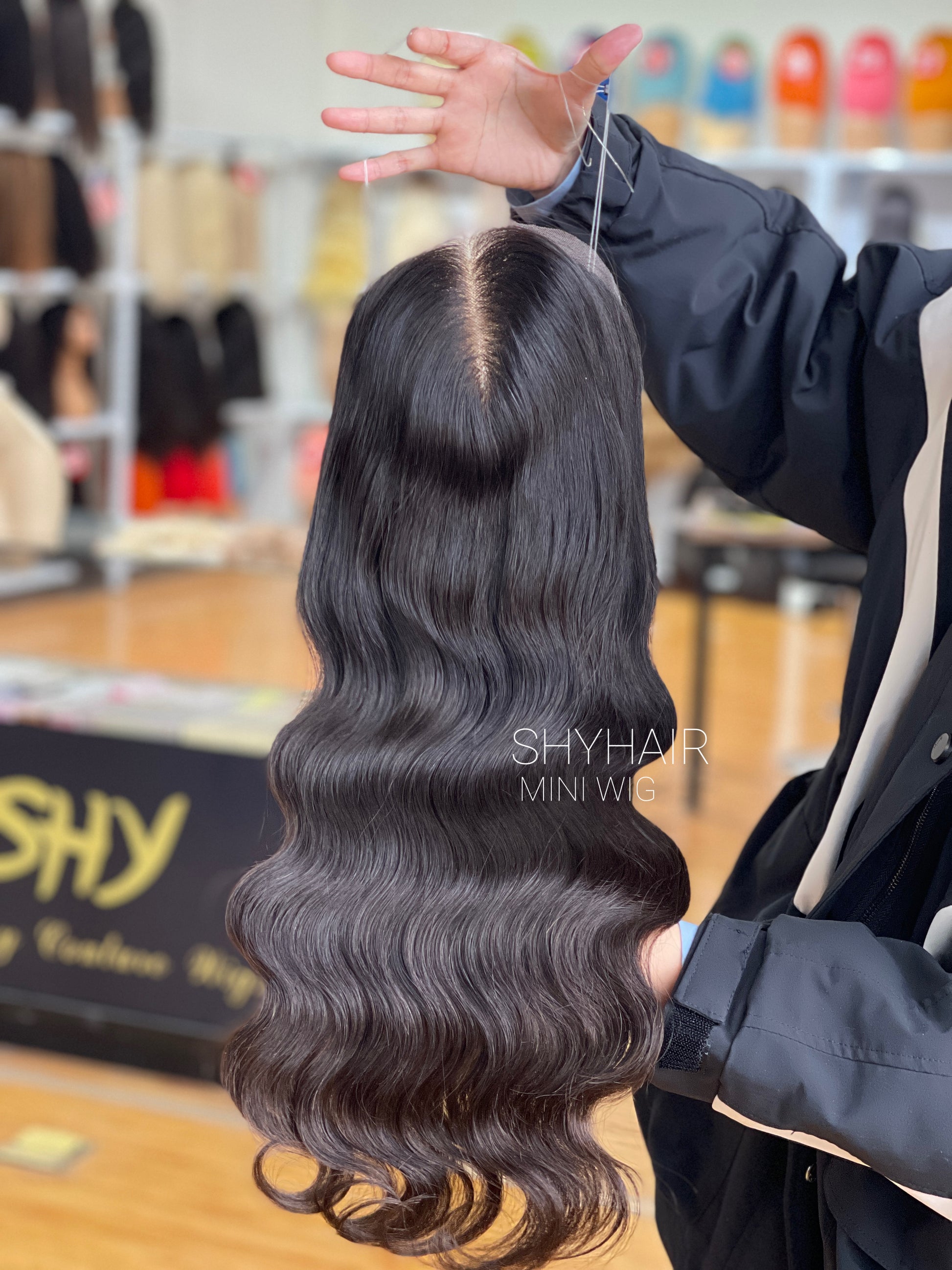 Natural Black Soft Wave Human Hair Mini Wig - featured color and texture view