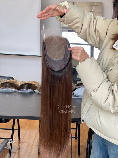 Dark Brown Straight Human Hair Mini Wig - base and construction detail