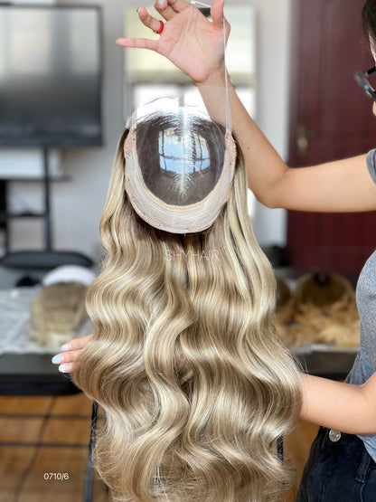 Silver Blonde Straight Human Hair Mini Wig - base and construction detail