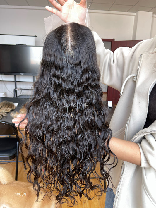 Natural Black Deep-Wavy Human Hair Mini Wig - featured color and texture view