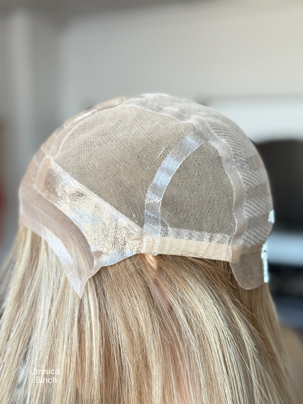 Natural Brown Root Blonde Highlighted Side-Part Straight Bob Human Hair Lace Front Glueless Medical Wig, product view 21