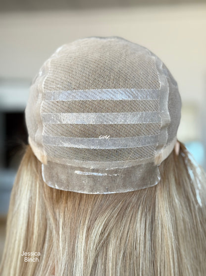 Natural Brown Root Blonde Highlighted Side-Part Straight Bob Human Hair Lace Front Glueless Medical Wig, product view 22