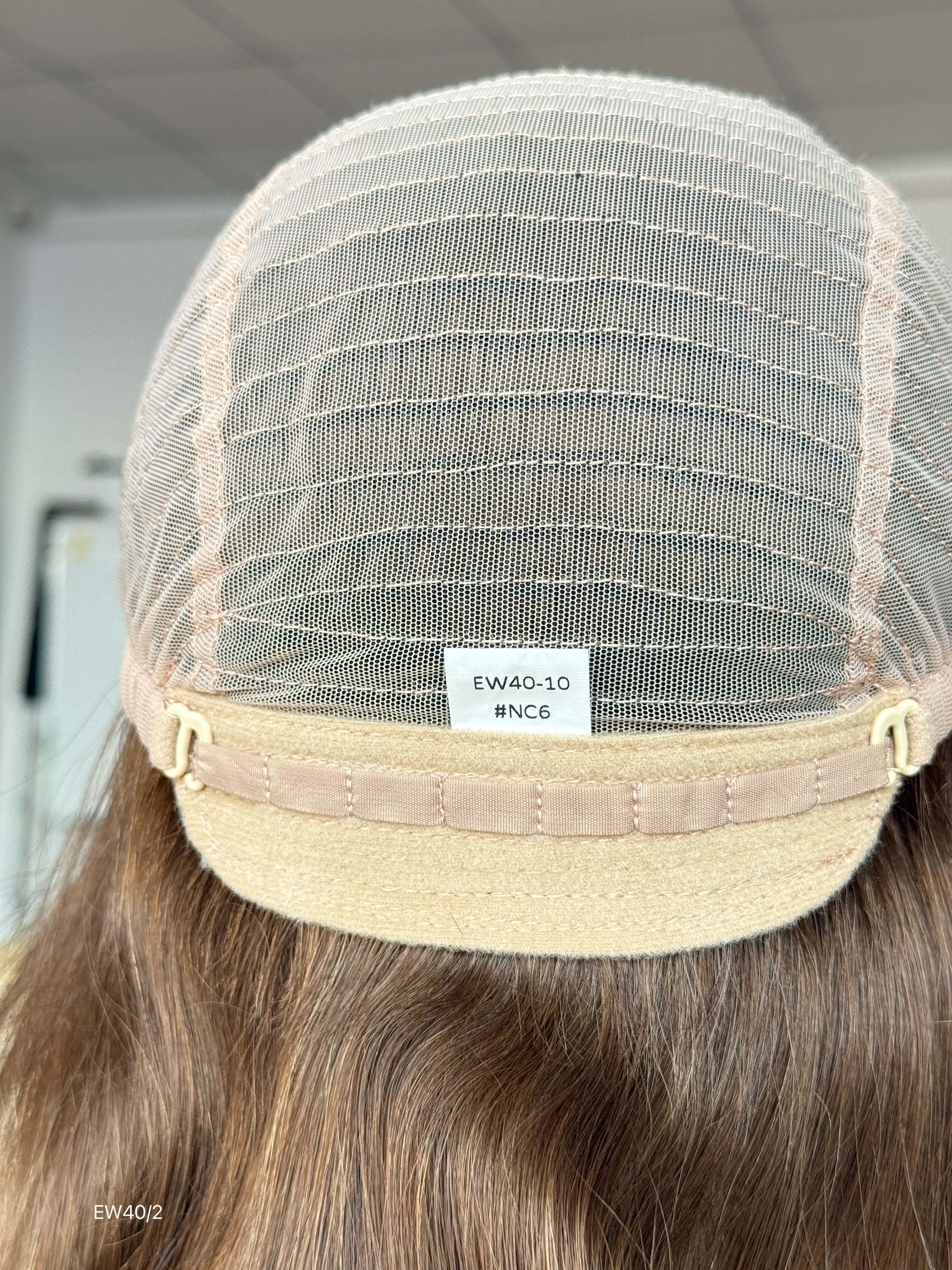 Light Chestnut Brown Shoulder-Length Layered Silk Top Human Hair Medical Wig - Europe Dispatch - wearing and style detail