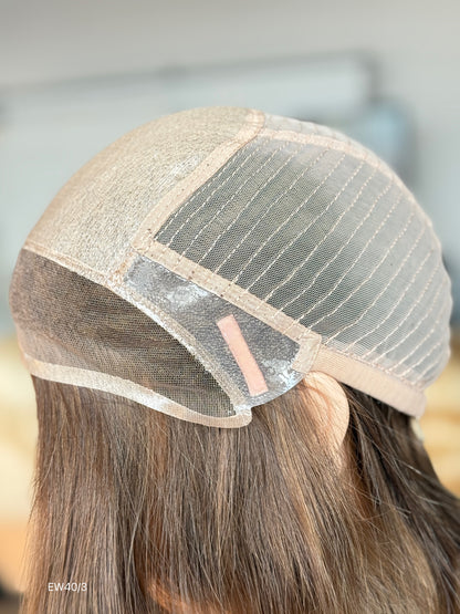 Warm Chestnut Brown Medium-Length Wavy Silk Top Human Hair Medical Wig - Europe Dispatch - cap construction detail