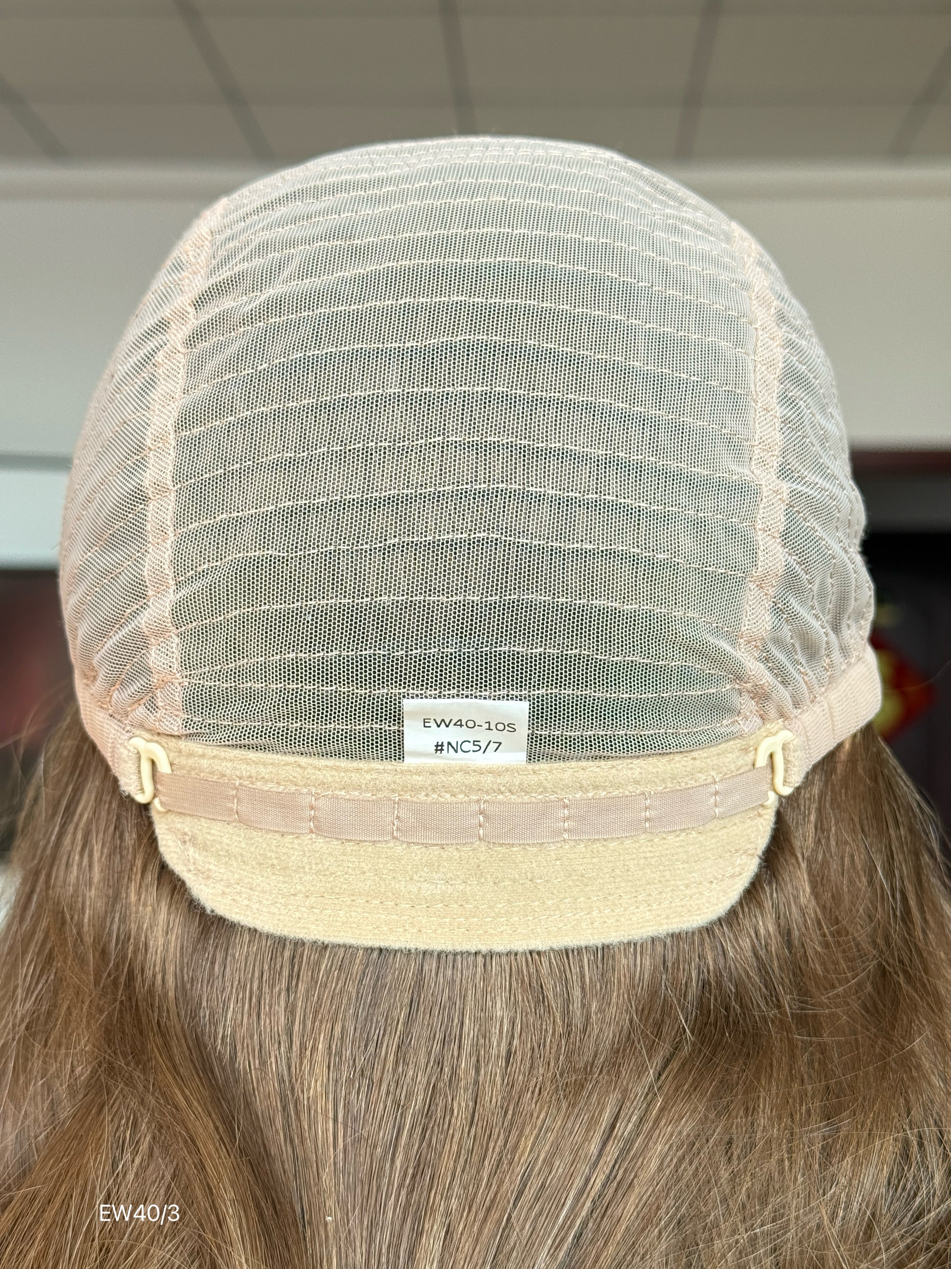 Warm Chestnut Brown Medium-Length Wavy Silk Top Human Hair Medical Wig - Europe Dispatch - cap construction detail