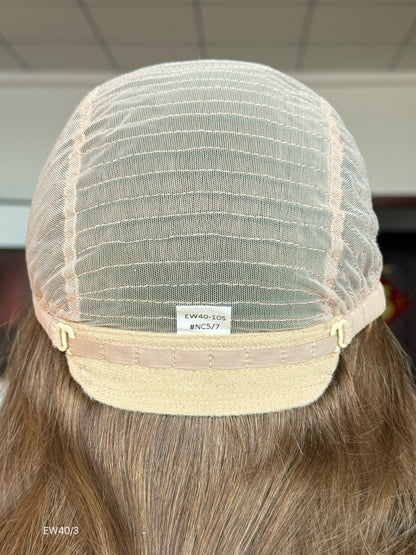 Warm Chestnut Brown Medium-Length Wavy Silk Top Human Hair Medical Wig - Europe Dispatch - cap construction detail