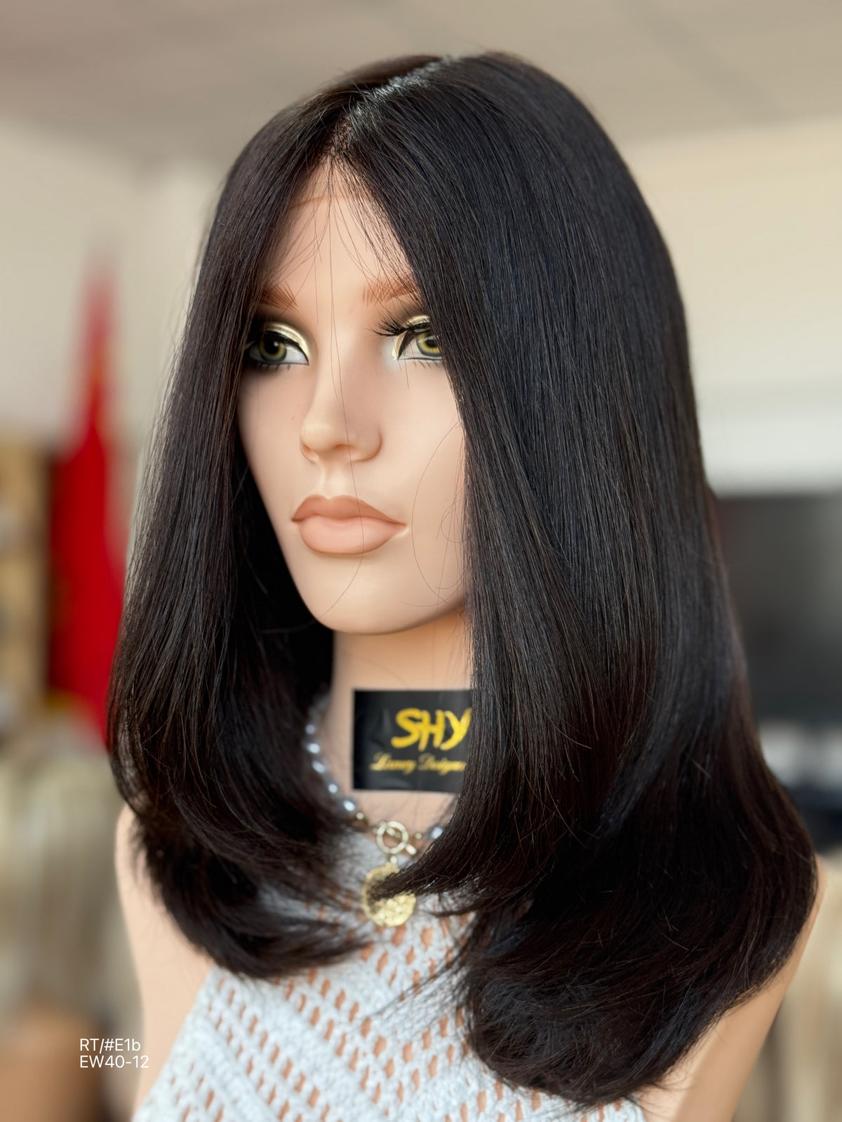 Natural Black Long Layered Silk Top Human Hair Medical Wig - Europe Dispatch - wearing and style detail