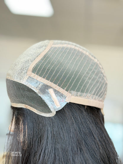 Natural Black Long Layered Silk Top Human Hair Medical Wig - Europe Dispatch - cap construction detail