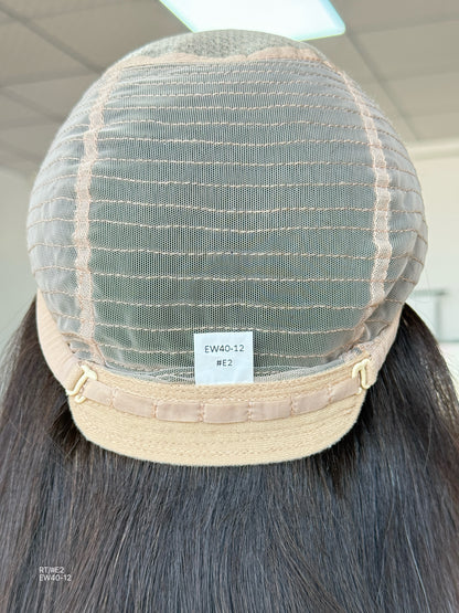 Dark Chocolate Brown Medium-Length Layered Silk Top Human Hair Medical Wig - Europe Dispatch - cap construction detail