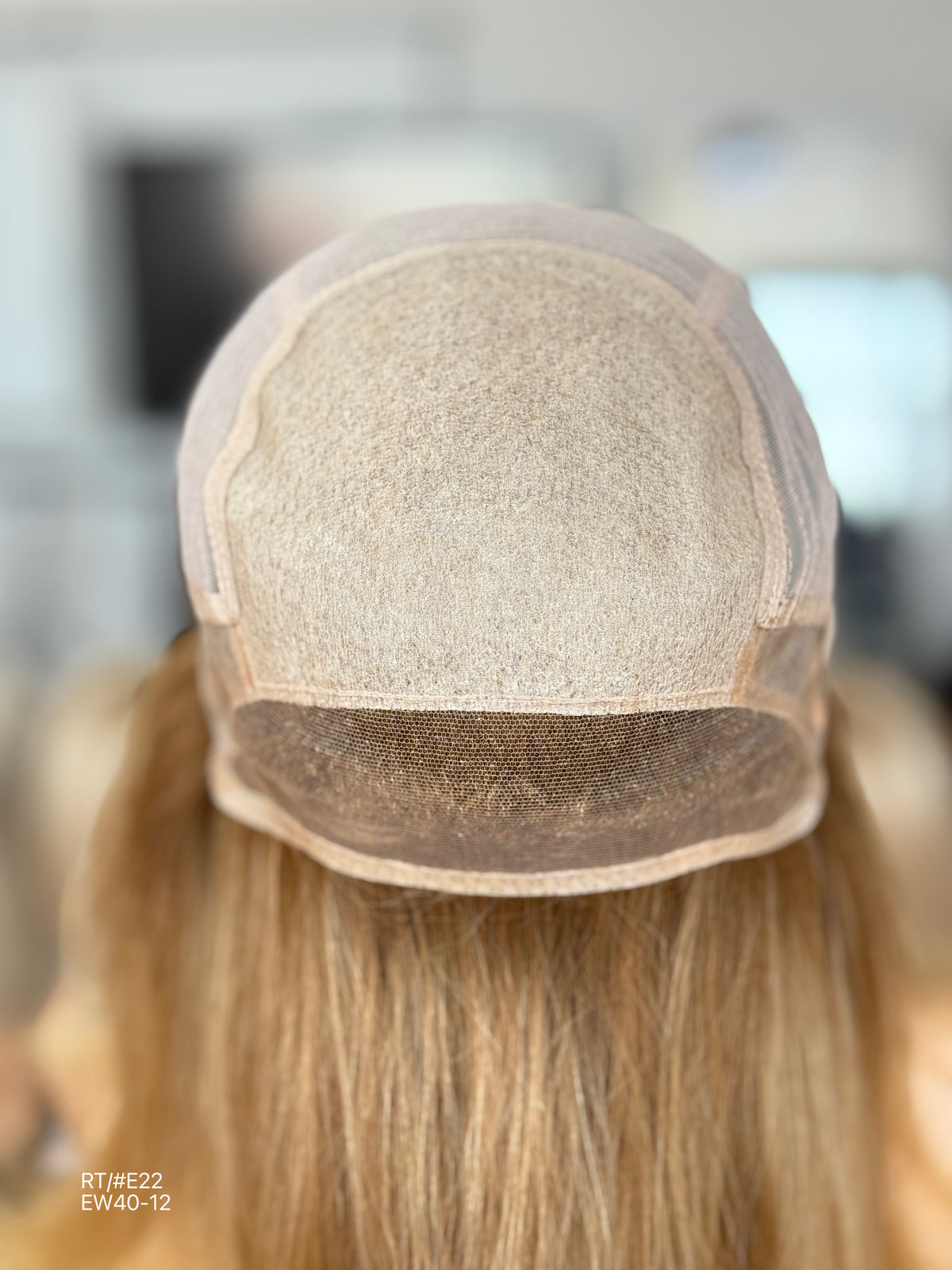 Dark Blonde Long Layered Silk Top Human Hair Medical Wig - Europe Dispatch - cap construction detail