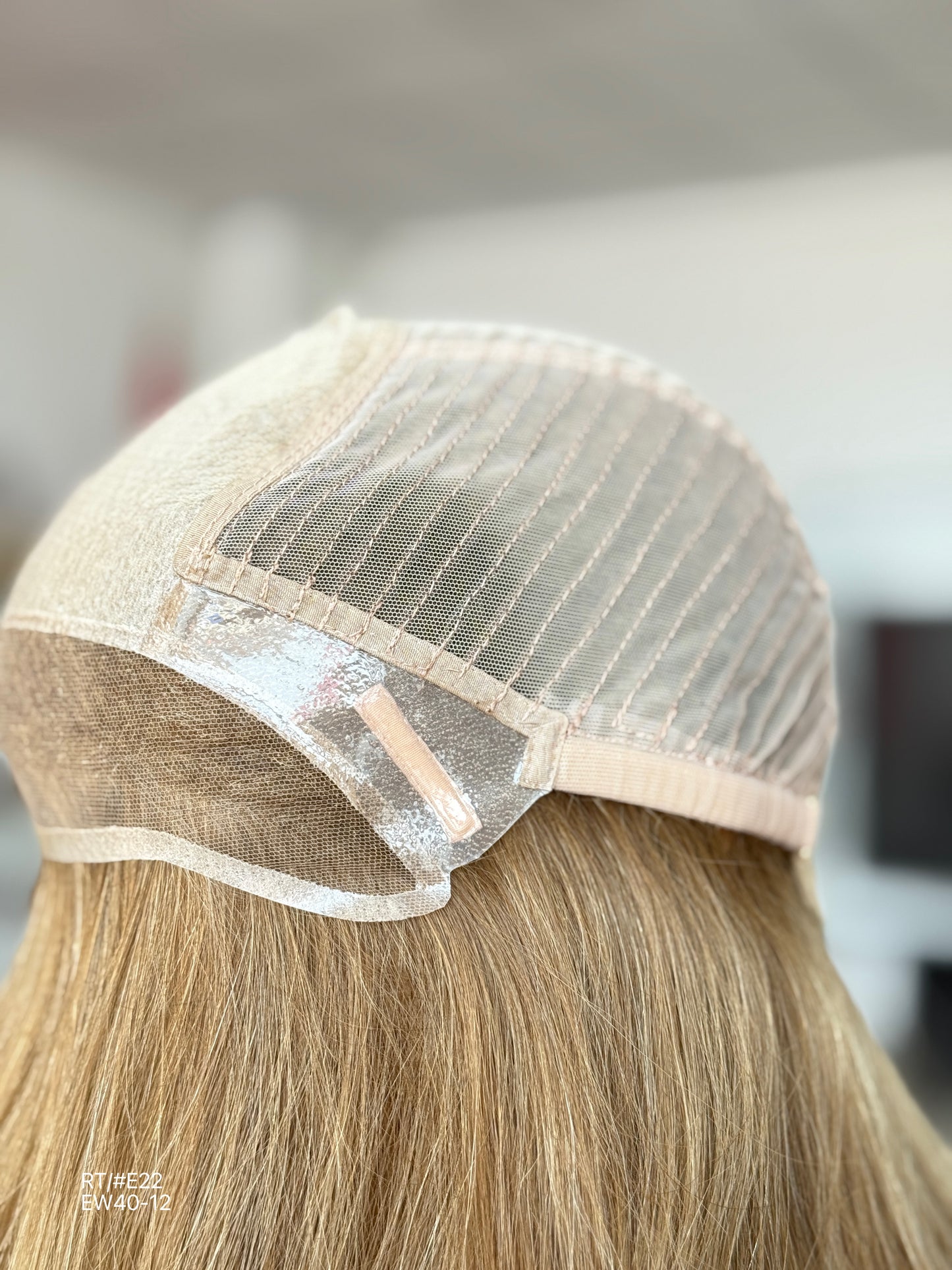 Dark Blonde Long Layered Silk Top Human Hair Medical Wig - Europe Dispatch - cap construction detail