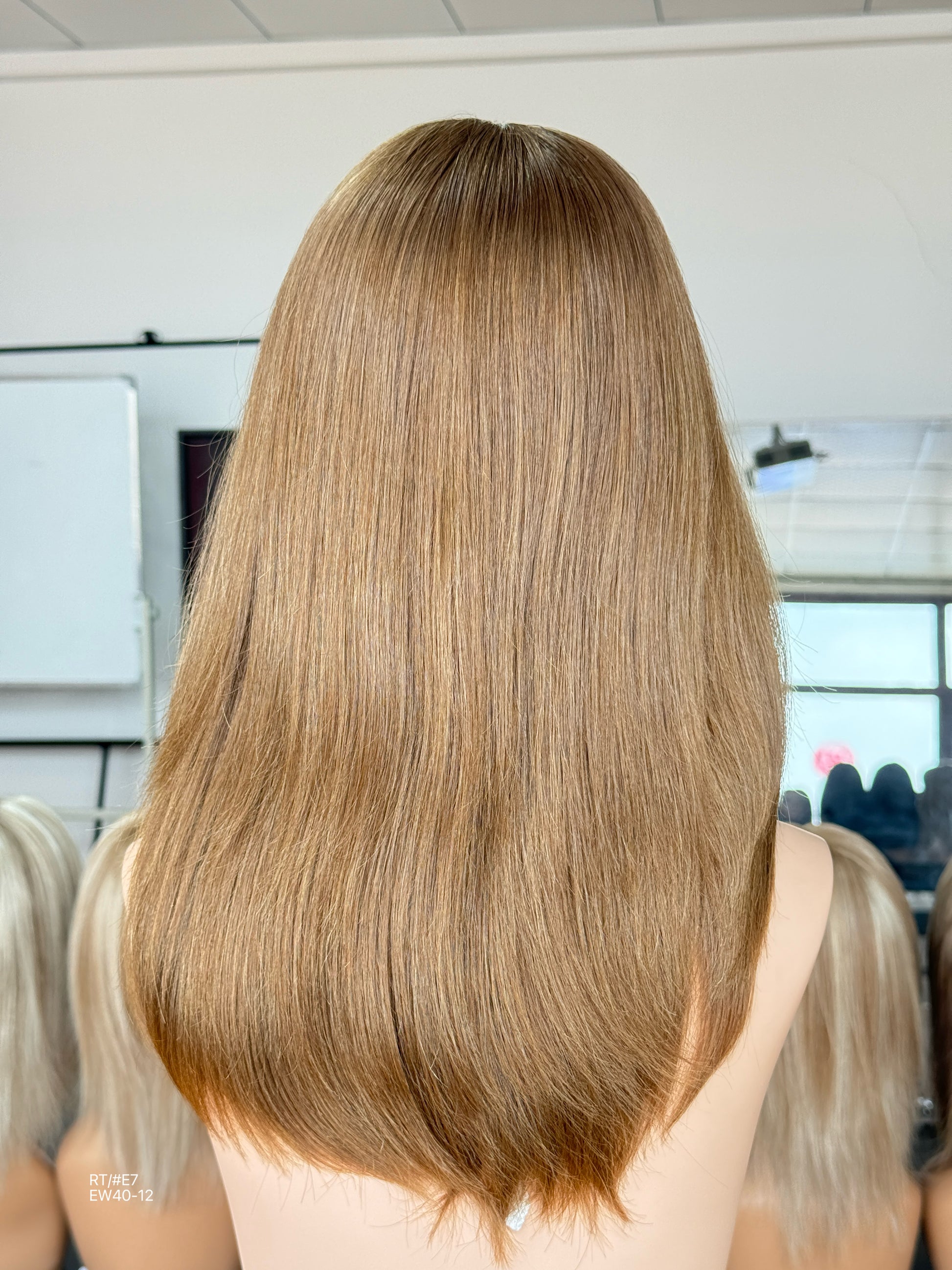 Warm Chestnut Brown Long Layered Silk Top Human Hair Medical Wig - Europe Dispatch - wearing and style detail