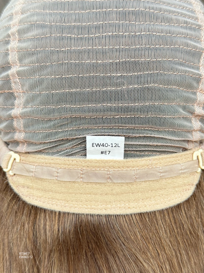 Warm Chestnut Brown Long Layered Silk Top Human Hair Medical Wig - Europe Dispatch - cap construction detail