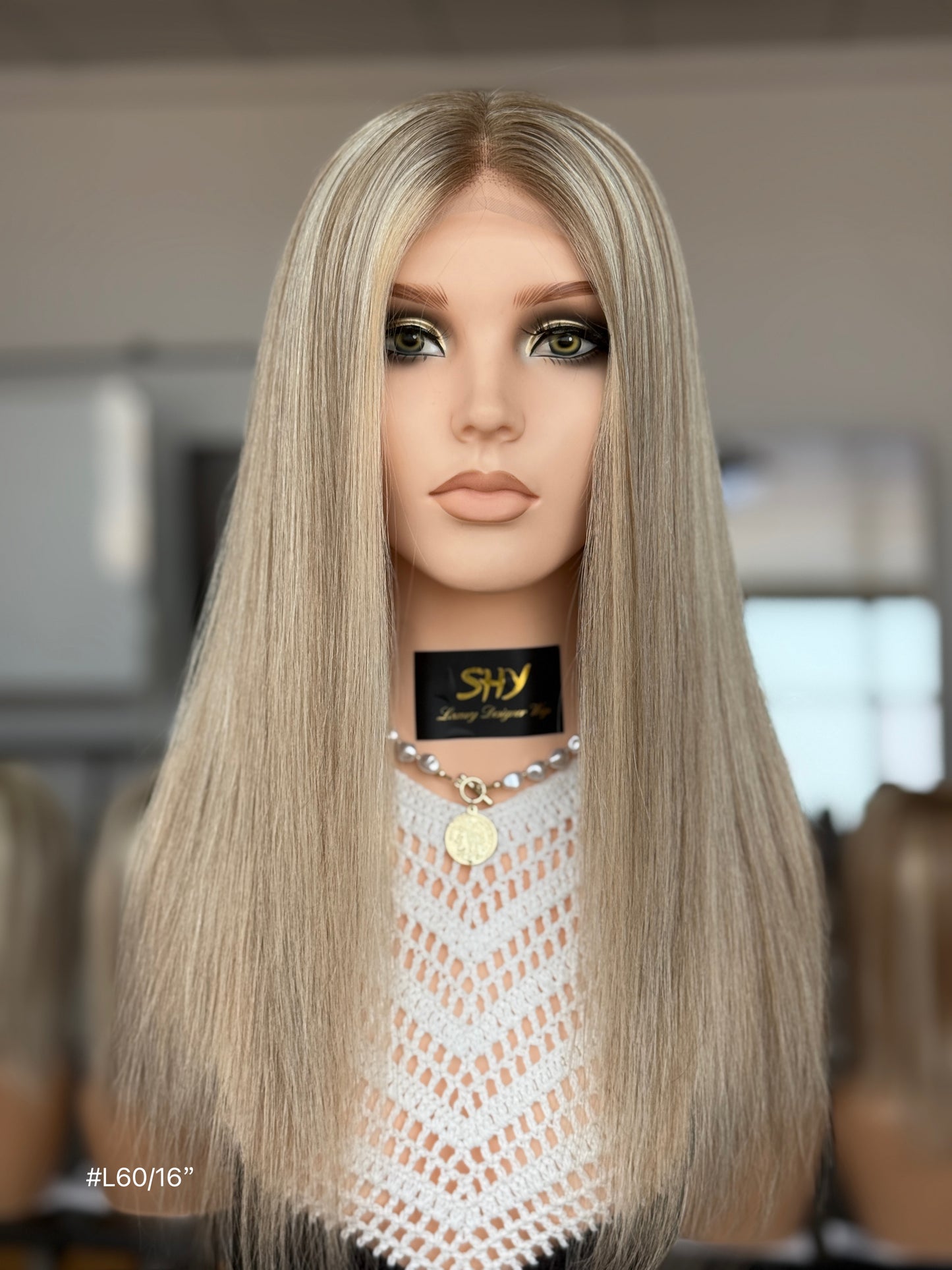 Blonde Full Hand-Tied Human Hair Medical Wig - Style 006 - front view