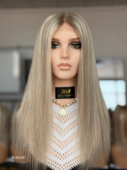 Blonde Full Hand-Tied Human Hair Medical Wig - Style 006 - front view