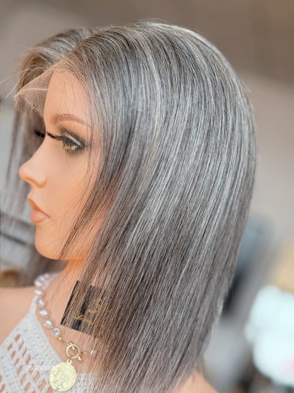 Blonde Full Hand-Tied Human Hair Medical Wig - Style 008 - detail view