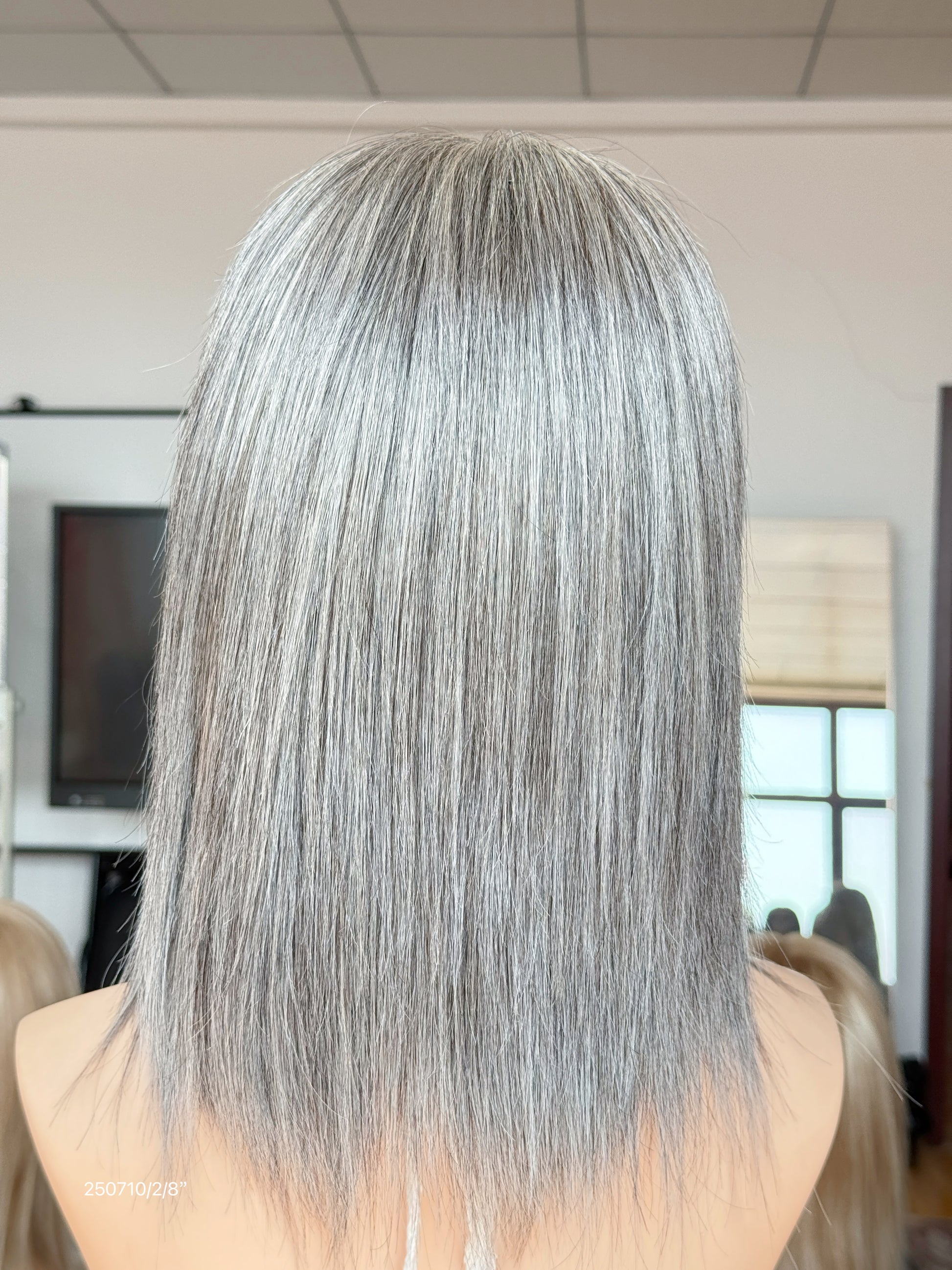 Blonde Full Hand-Tied Human Hair Medical Wig - Style 008 - detail view