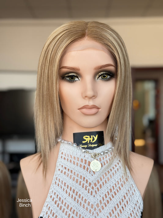 Blonde Full Hand-Tied Human Hair Medical Wig - Style 010 - front view
