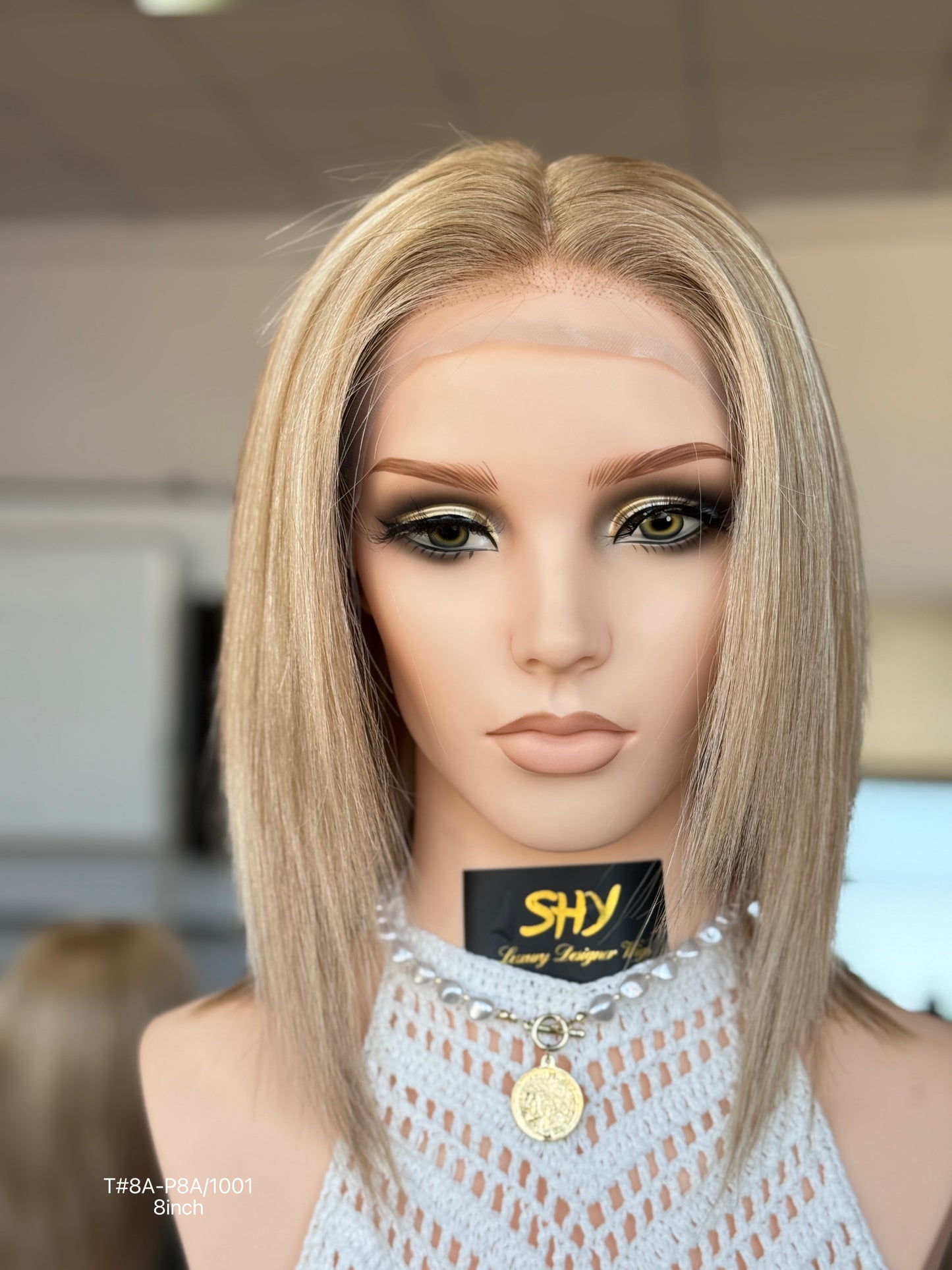 Blonde Full Hand-Tied Human Hair Medical Wig - Style 013 - front view