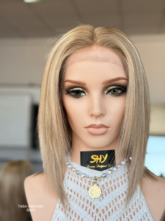 Blonde Full Hand-Tied Human Hair Medical Wig - Style 013 - front view
