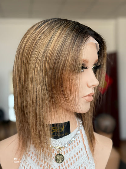 Short Full Hand-Tied Human Hair Medical Wig - Style 017 - detail view